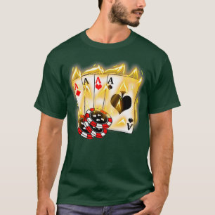 Burning Four Aces Poker Cool Quad Aces Poker T-Shirt