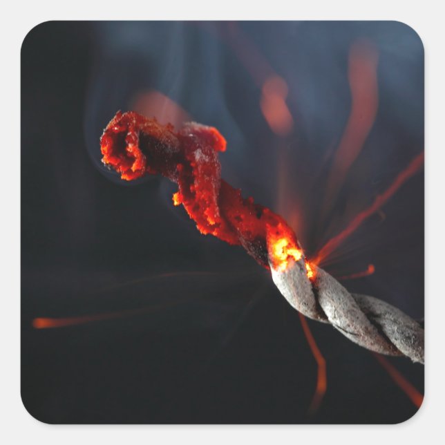 Burning fuse of a firecracker square sticker (Front)