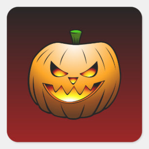 Burning Halloween Pumpkin on Stickers