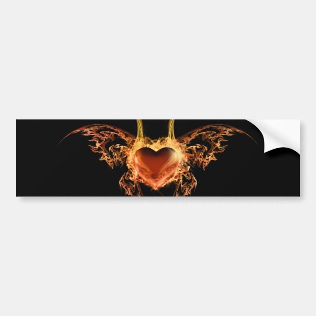 Burning Heart Bumper Sticker (Front)