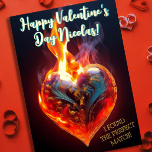 Burning heart - Customisable Valentines Day Foil Holiday Card