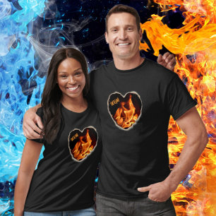 Burning Heart on Fire Photographic Flames T-Shirt