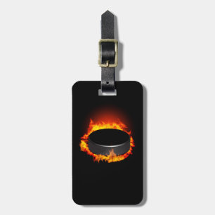 Burning Hockey Puck Luggage Tag