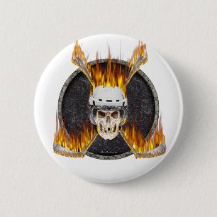 Burning Hockey Sticks 6 Cm Round Badge