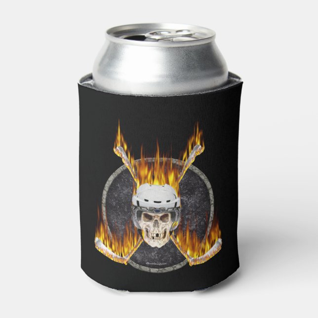 Burning Hockey Sticks Can Cooler (Can Front)