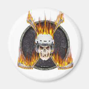 Burning Hockey Sticks Magnet