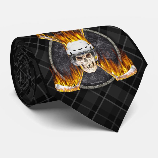 Burning Hockey Sticks tie (Rolled)