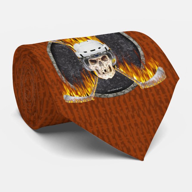Burning Hockey Sticks tie (dark) (Rolled)
