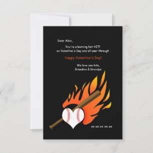 Burning Hot Baseball Valentine Card