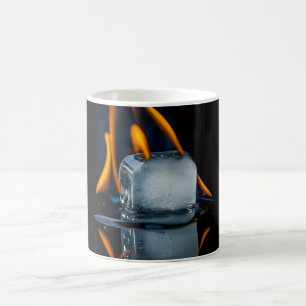 Burning Ice Cube Coffee Mug – Fire & Ice Artistic 