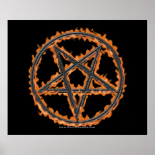 Burning Inverted Pentagram Poster