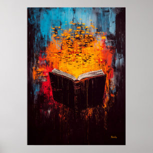 Burning Knowledge Contemporary Expressionist Art Poster
