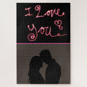 Burning Letters And Couple Jigsaw Puzzle