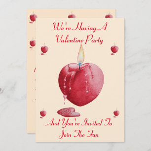 burning love heart valentines party invitation