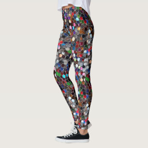 Burning Man multi color sequins Leggings