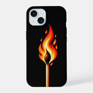 Burning Match Flame Black Phone Case
