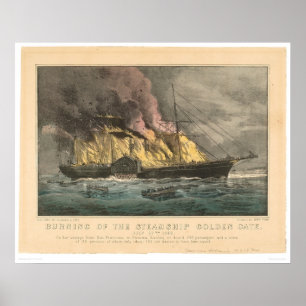Burning of the Steamship Golden Gate (0144A) Poster