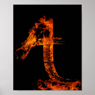 Burning on Fire Letter A Poster