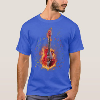 Burning On Fire Rock Guitar Heavy Metal Music  T-Shirt