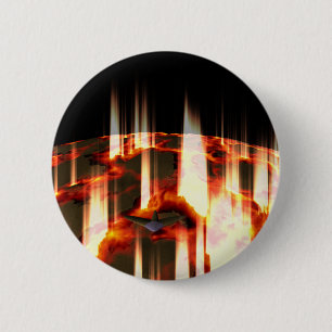 burning planet 6 cm round badge