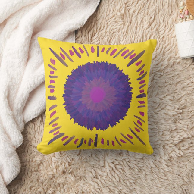 Burning Purple Sun Throw Pillow (Blanket)