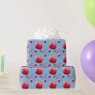 burning red heart shaped candles romantic wrapping paper