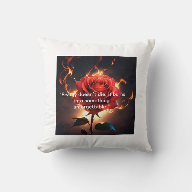 Burning Rose – Passion Meets Destruction in Striki Cushion (Front)