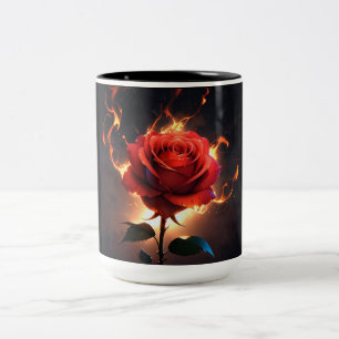 Burning Rose – Passion Meets Destruction in Striki Two-Tone Coffee Mug