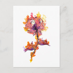 Burning Rose Tattoo Postcard