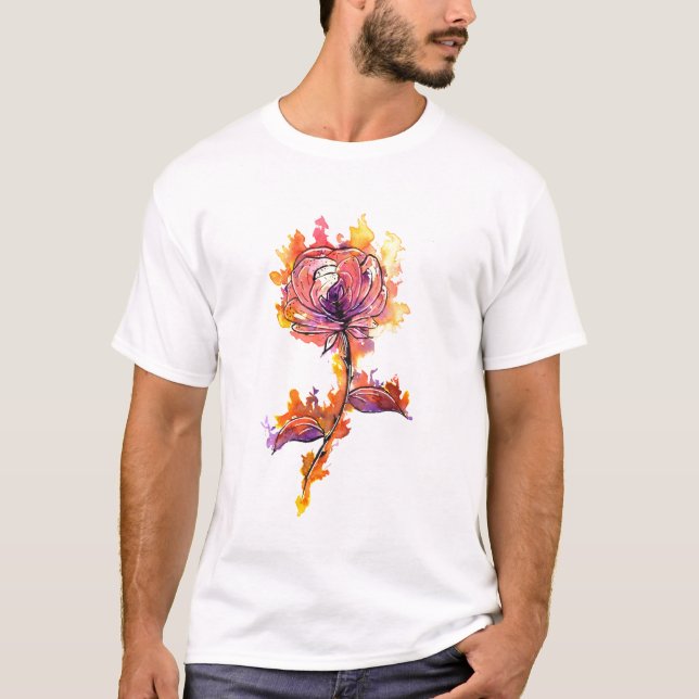 Burning Rose Tattoo T-Shirt (Front)