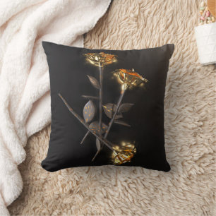 Burning Roses – Golden Elegance Cushion