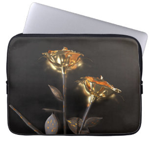 Burning Roses – Golden Elegance Laptop Sleeve