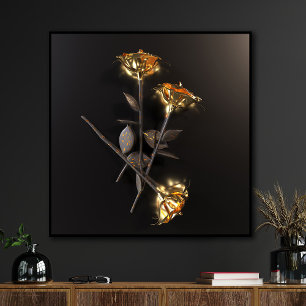 Burning Roses – Golden Elegance Poster