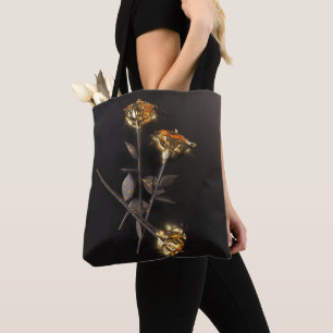 Burning Roses – Golden Elegance Tote Bag