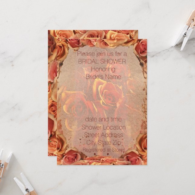 Burning Sand Roses Bridal Shower Invitation (Front/Back In Situ)