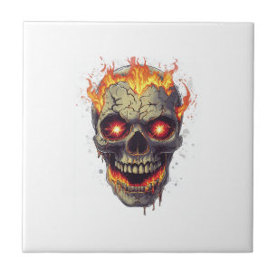 Burning Skull Inferno Ceramic Tile