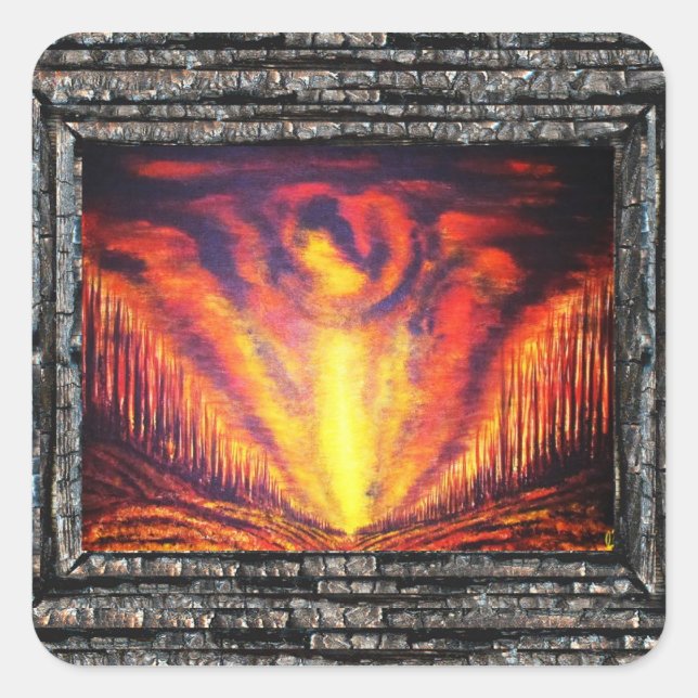 Burning Sky Square Sticker (Front)