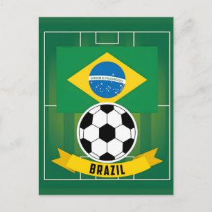Burning Soccer Ball Brazil Flag Postcard