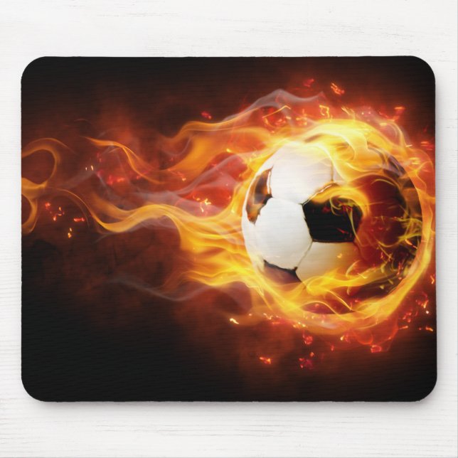 Burning Soccer Ball Mouse Pad (Front)