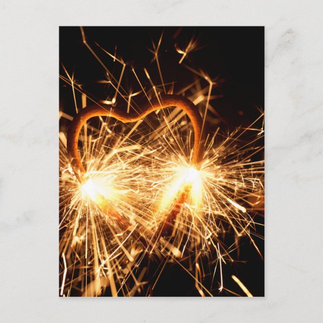 Burning sparkler in form of a heart postcard (Front)
