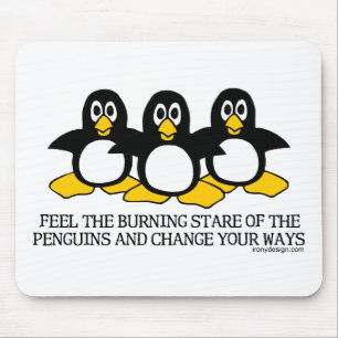 Burning Stare Of The Penguins Mous... - Customised Mouse Pad