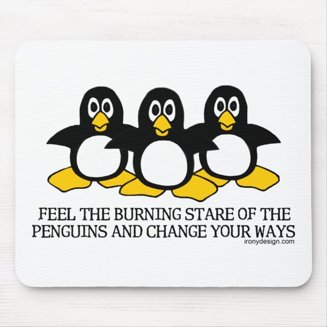 Burning Stare Of The Penguins Mous... - Customised Mouse Pad (Front)