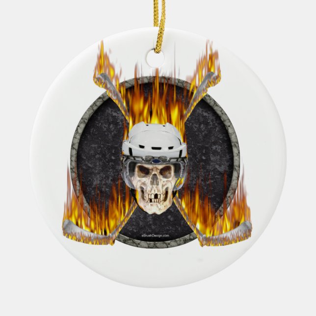 Burning Sticks Ceramic Tree Decoration (Front)