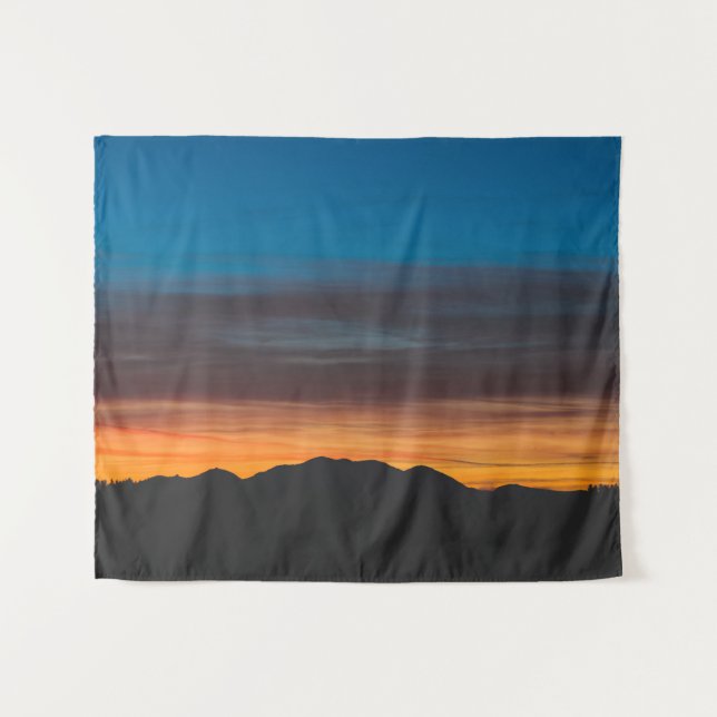 Burning sunset above landscape silhouette tapestry (Front (Horizontal))