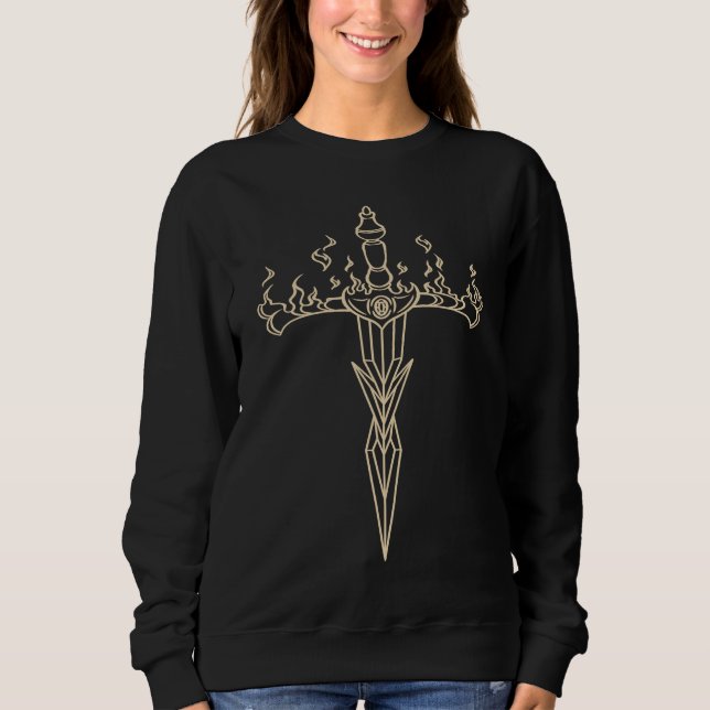 Burning Sword in Flame Emo E Girl Boy Alt Trad Mal Sweatshirt (Front)
