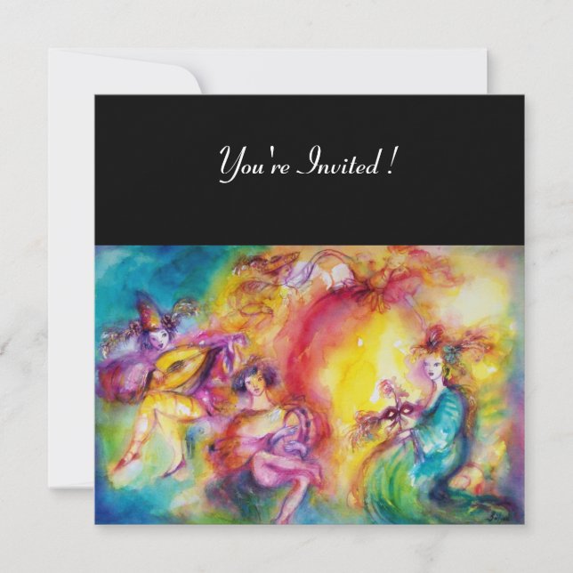 BURNING THE CARNIVAL, Mardi Gras Masquerade Ball Invitation (Front)