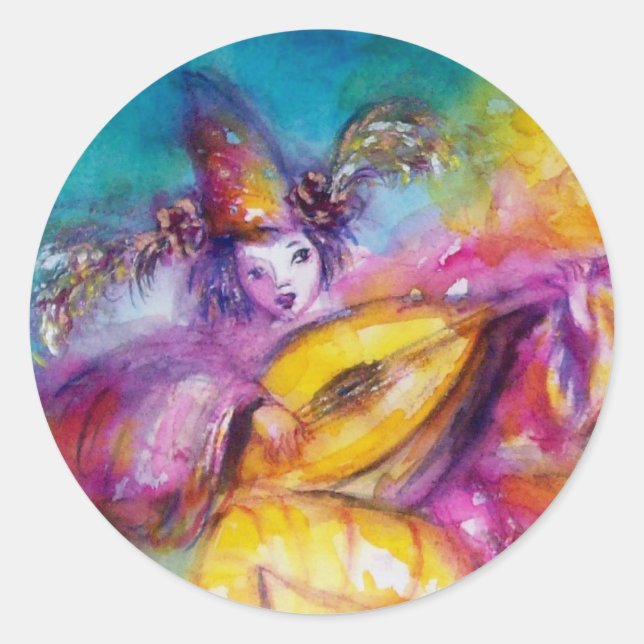 BURNING THE CARNIVAL / Venetian Masquerade Dance Classic Round Sticker (Front)
