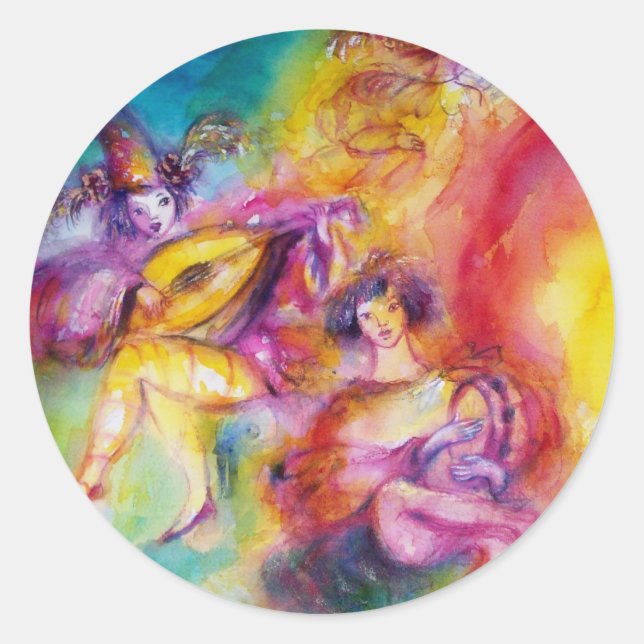 BURNING THE CARNIVAL / Venetian Masquerade Dance Classic Round Sticker (Front)