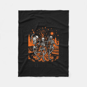 Burning the witches halloween skeleton dancing fleece blanket