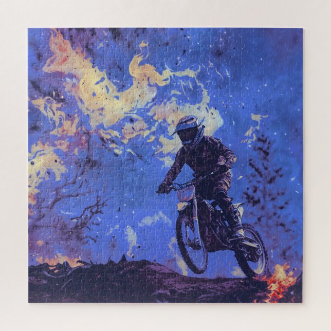 Burning Trails - Dirt-bike Rider Jigsaw Puzzle (Vertical)